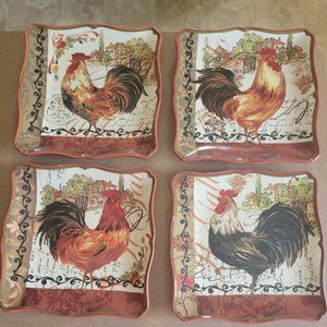 Discontinued Tuscan Rooster Salad Plates by Pamela Gladding